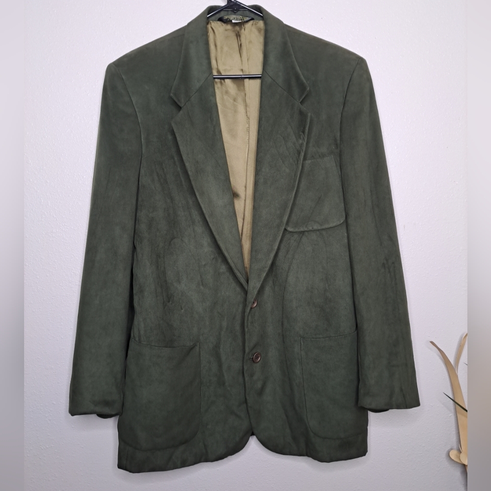 Chamistie Micro Suede Men's Sport Coat Jacket Blazer Green 42 L Made in USA